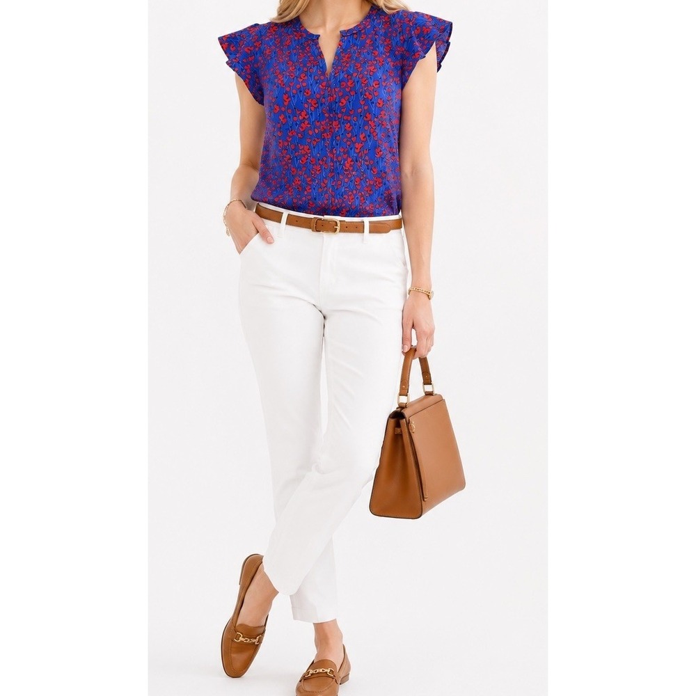 Cabi $79 Cherish‎ Red Purple Floral Flutter Sleeve Blouse Top #5601 Sz S